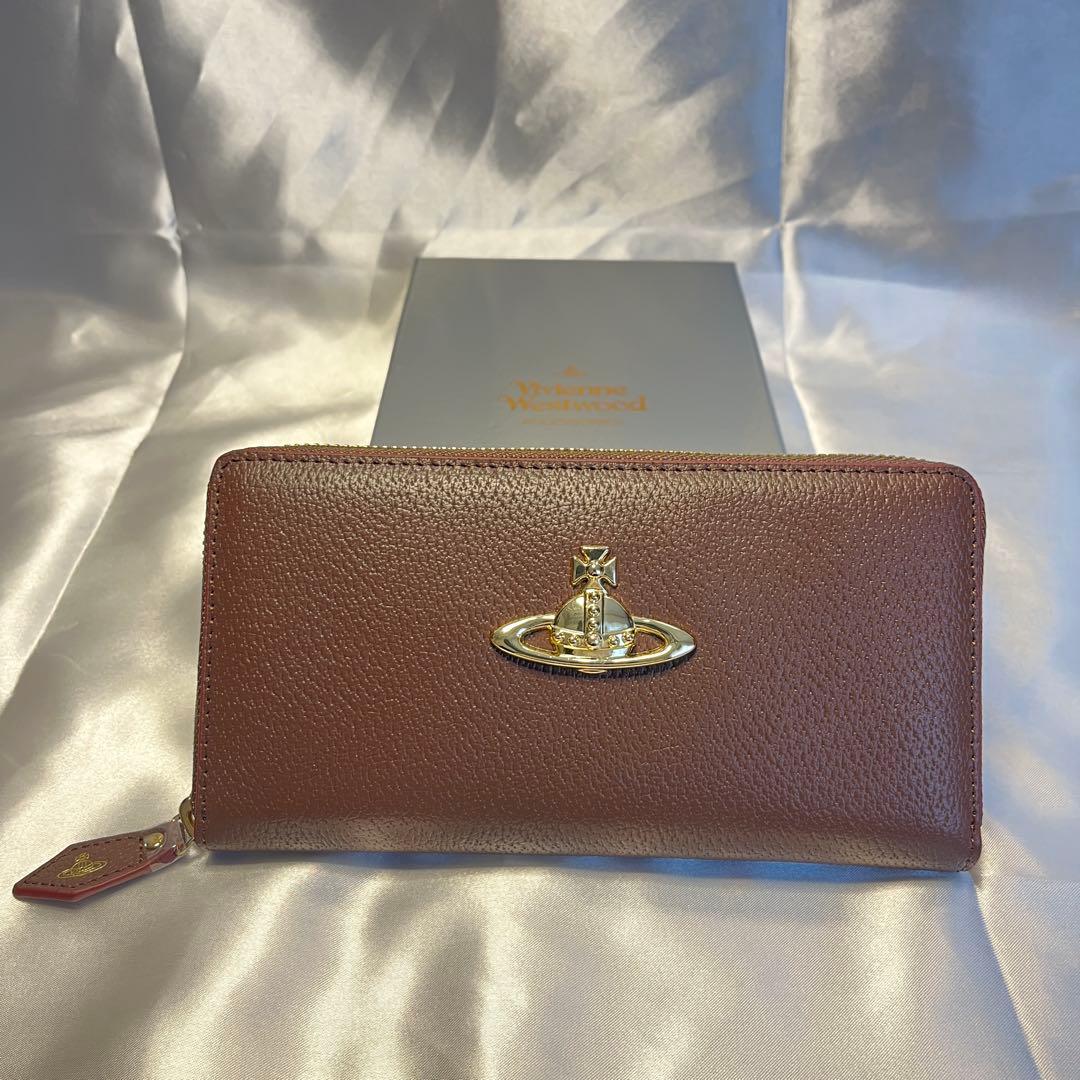 新品 Vivienne Westwood コーヒー ゴールドロゴ 長財布