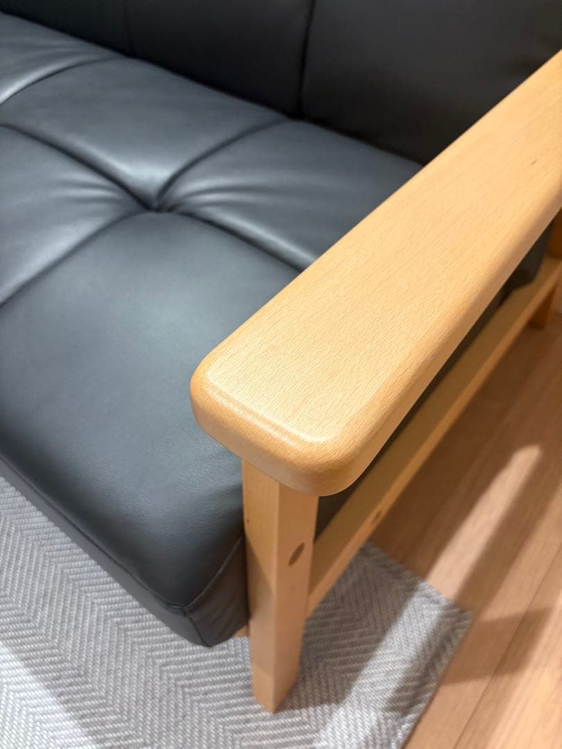 リクライニング ソファーベッド／2WAY／合皮／ブラック　取りに来れる方のみ