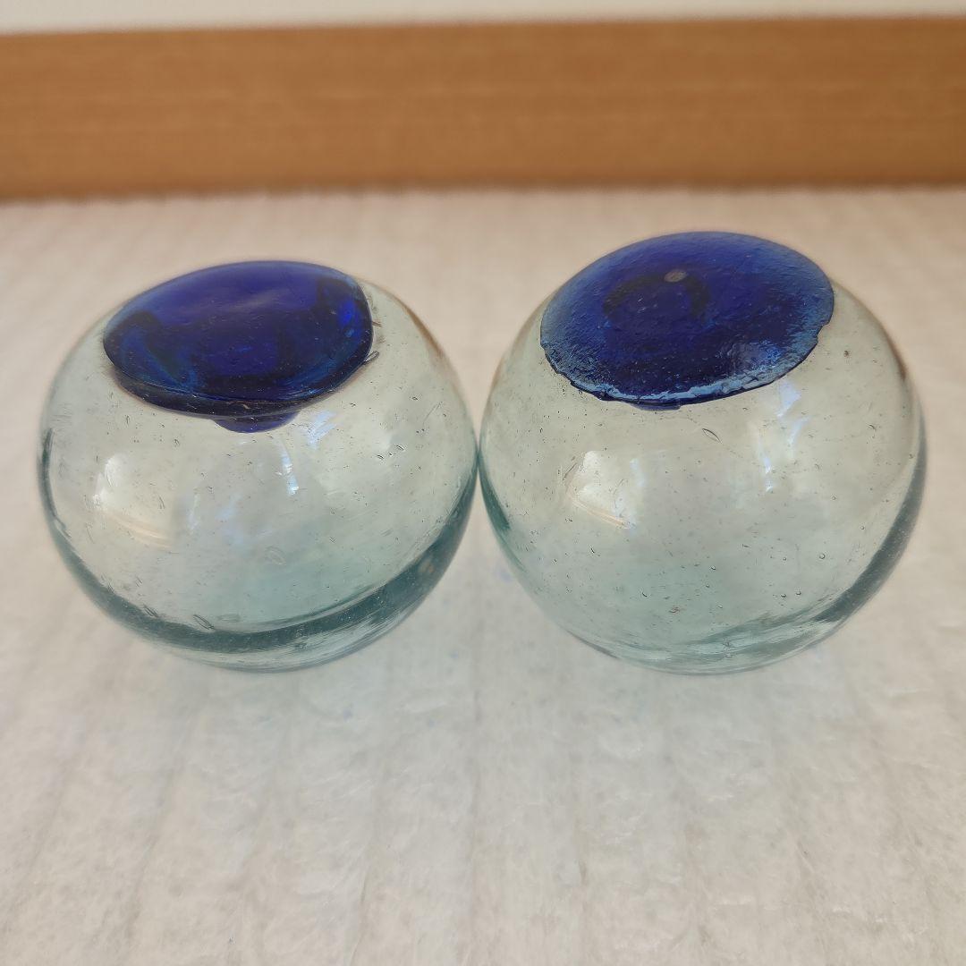 ガラス浮き玉 ガラス玉 小たま２ 青ボタン