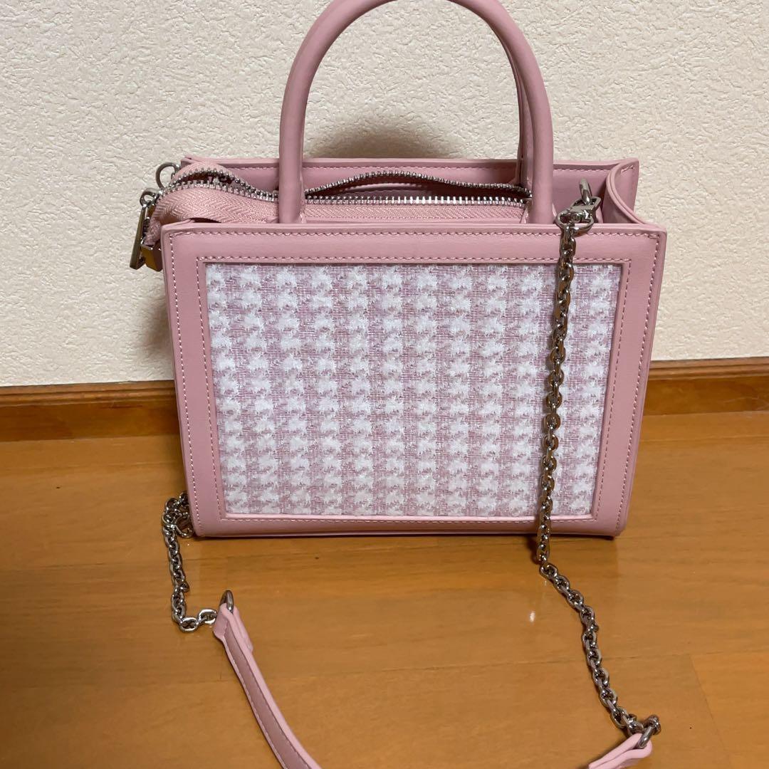 Lumignon houndstooth 2way bag ピンク ルミニョン