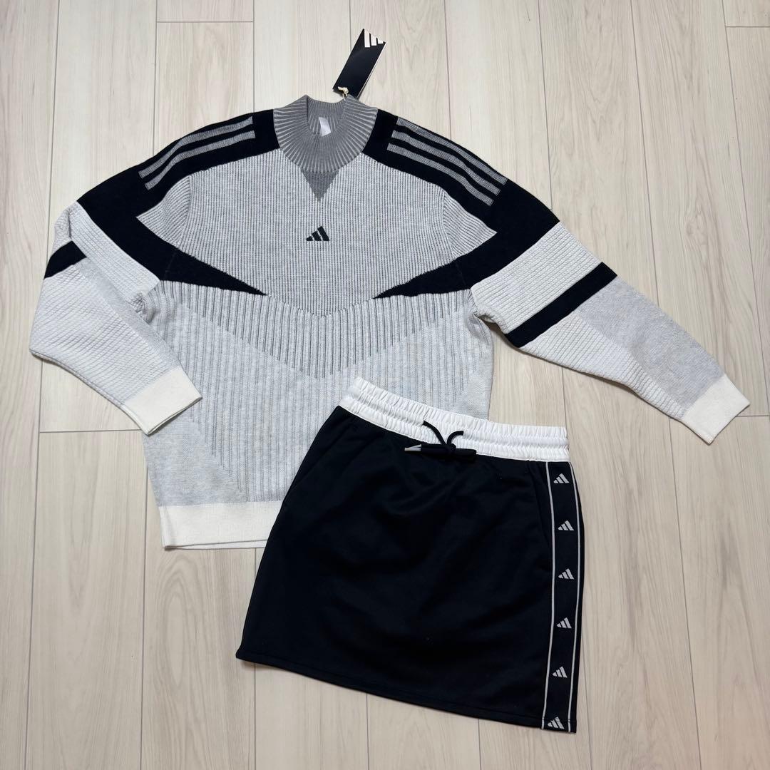 新品 アディダス ゴルフ セットアップ 長袖ニット スカート 秋冬 かわいい