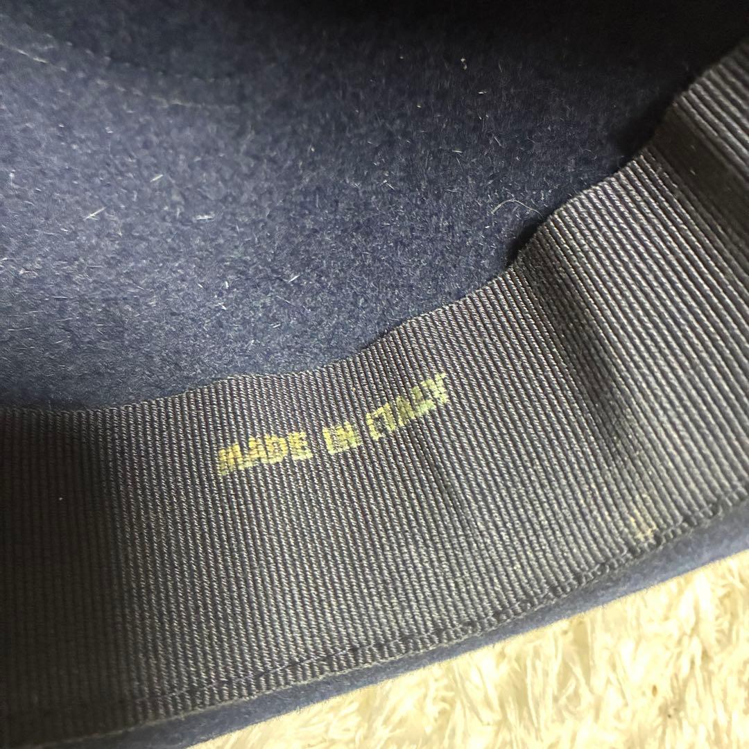 ★人気★エルメス　ネイビー ウール　フェルトハット リボン付き　サイズ57