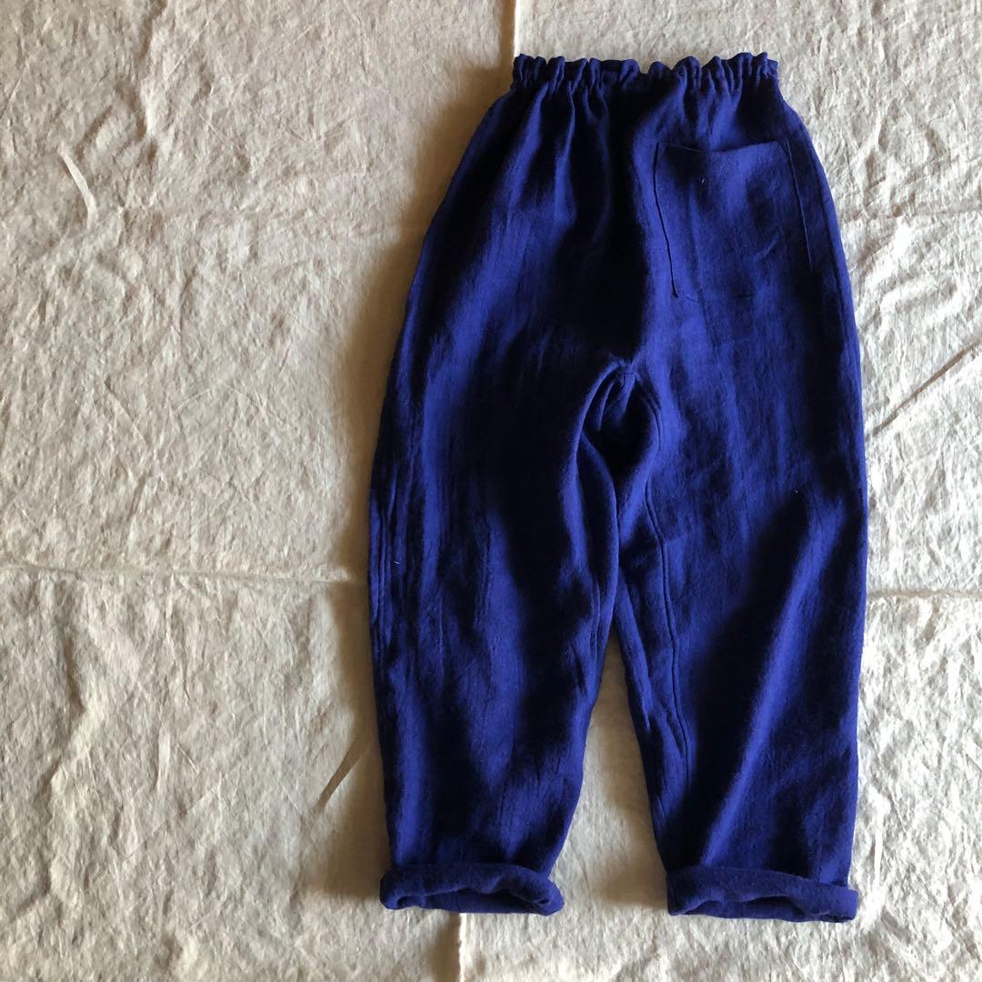 【限定】リネンウールのもんぺ　ロイヤルブルー