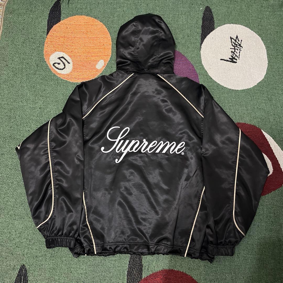 supreme Satin Hooded Track Jacket sサイズ　黒