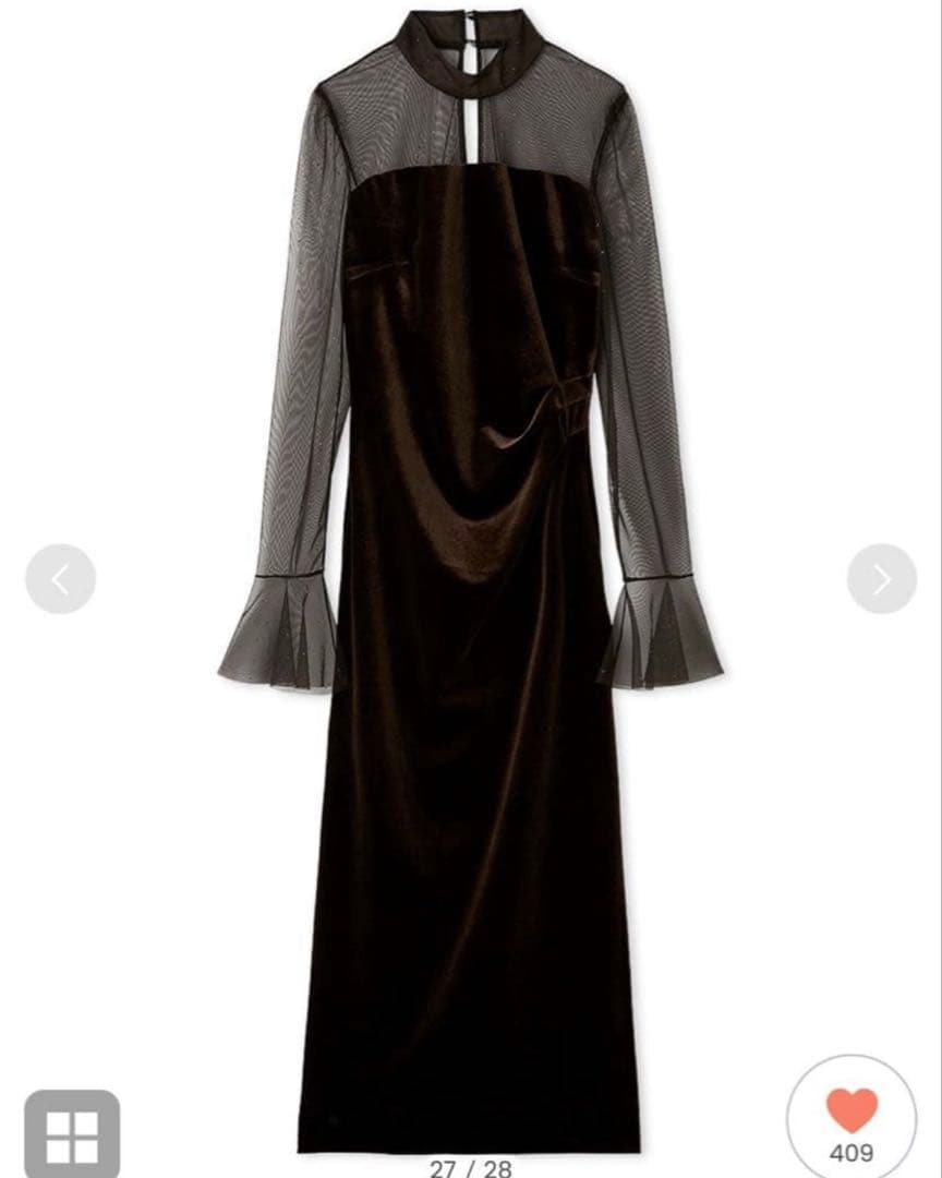 【新品未使用】SNIDEL♡シアードッキングベロアドレス ブラウン 0サイズ