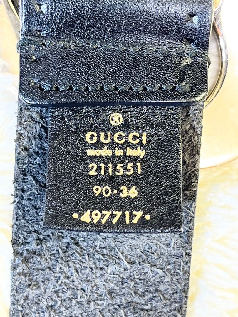 グッチ GUCCI ベルト レザー ハート ロゴ ゴールド 90 36黒ブラック