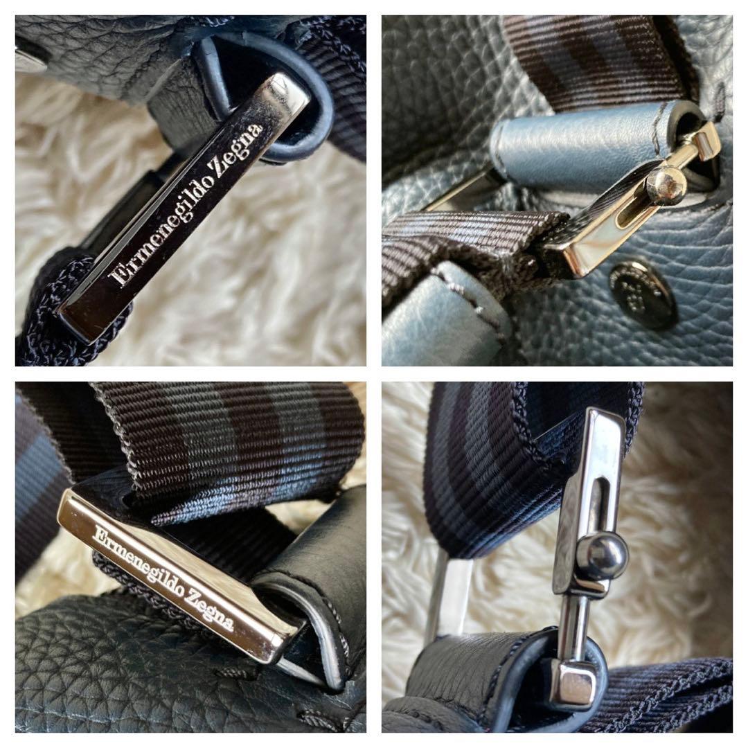 【専用ページ】美品エルメネジルドゼニア2wayボストンバッグシボ革ネイビー大容量