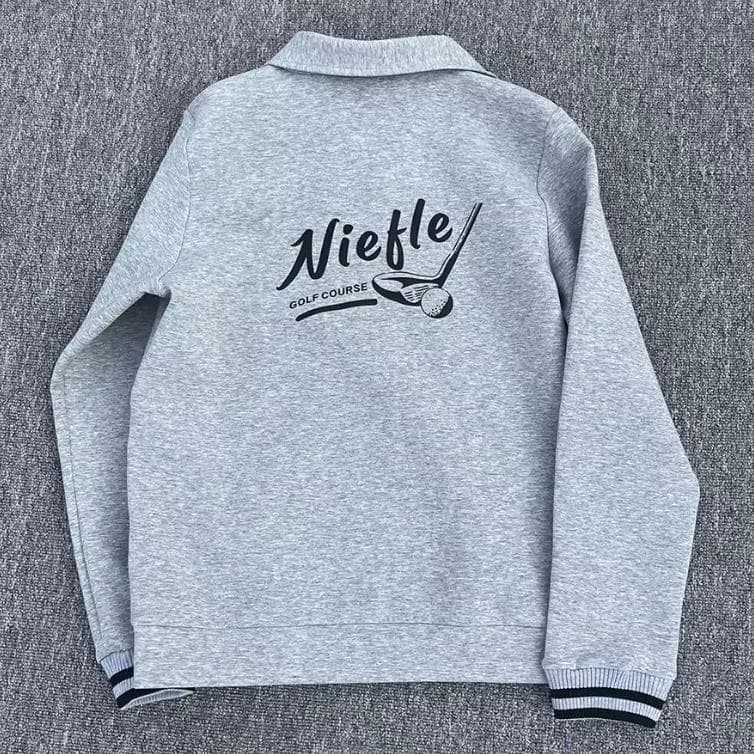 ●●グレー・ゴルフセットアップ●●ハーフジップトップス・インパン付きスカート