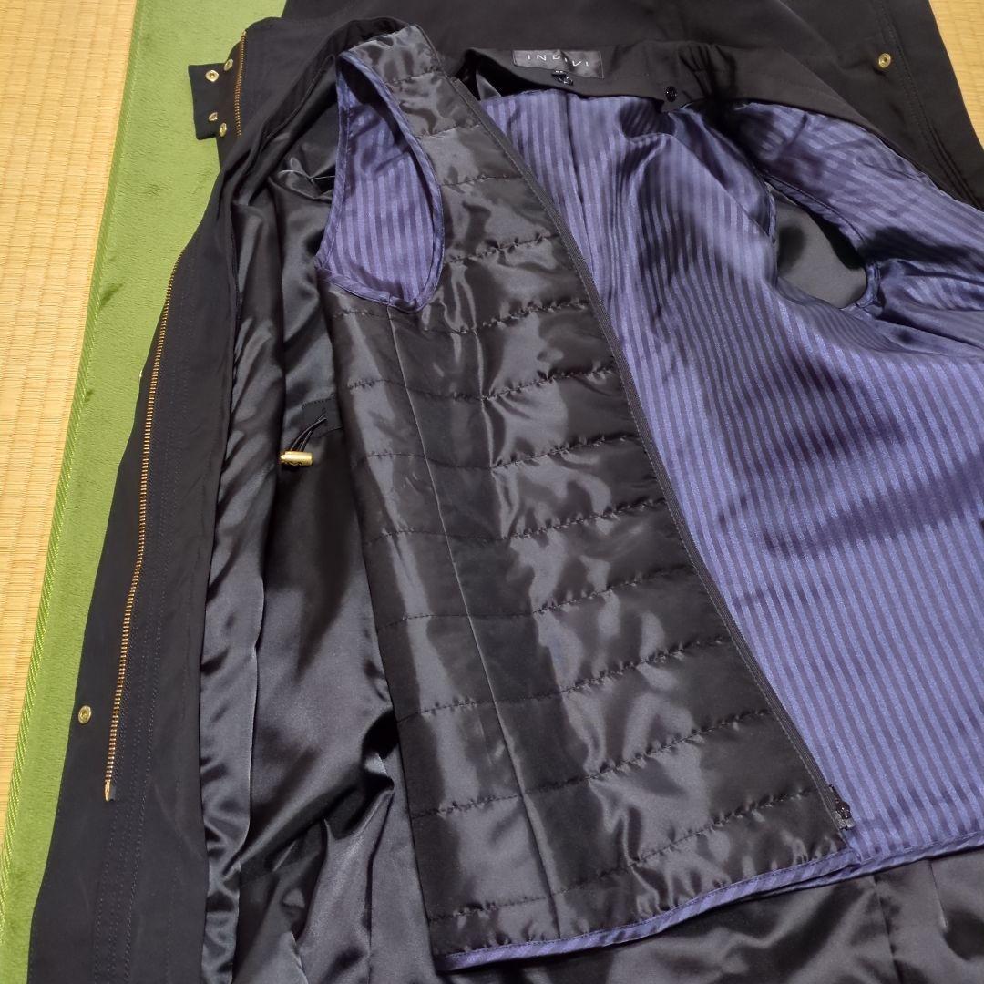 INDIVI インディヴィ ライナー付コート 撥水加工 黒 ブラック 05 XS