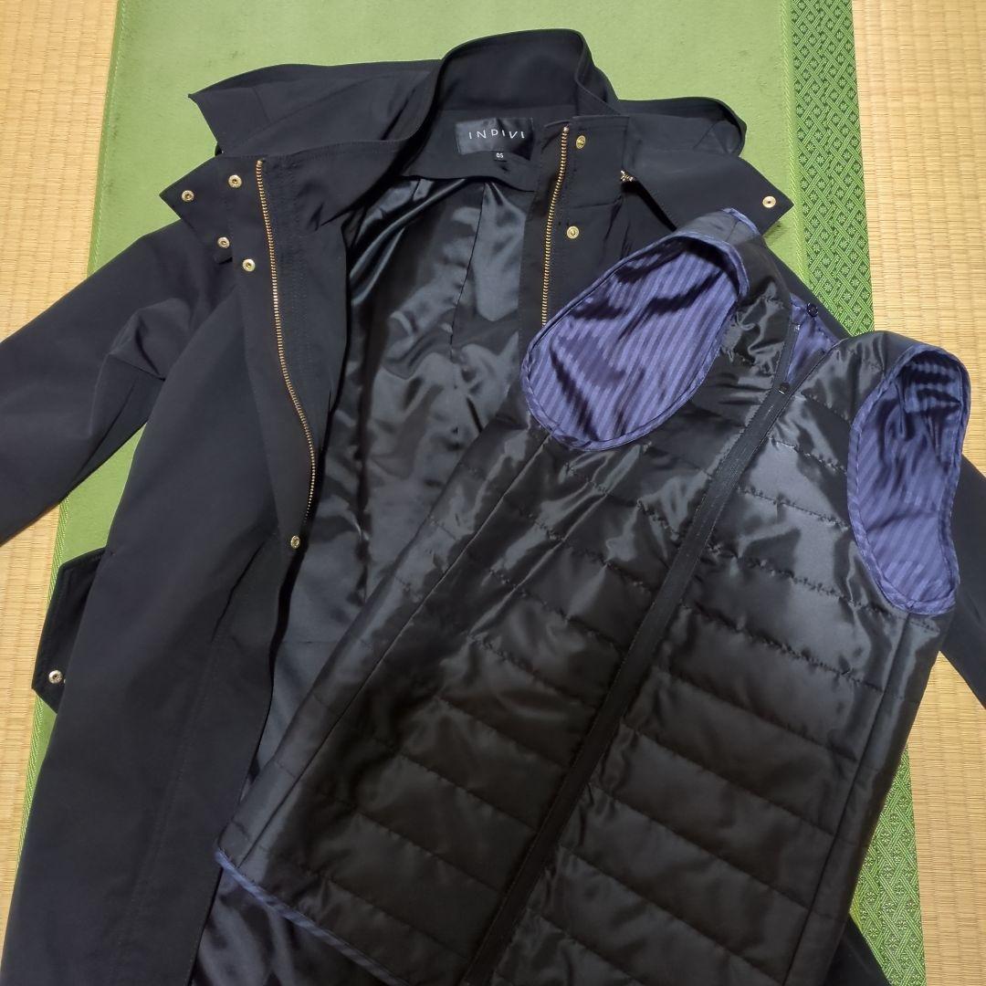 INDIVI インディヴィ ライナー付コート 撥水加工 黒 ブラック 05 XS