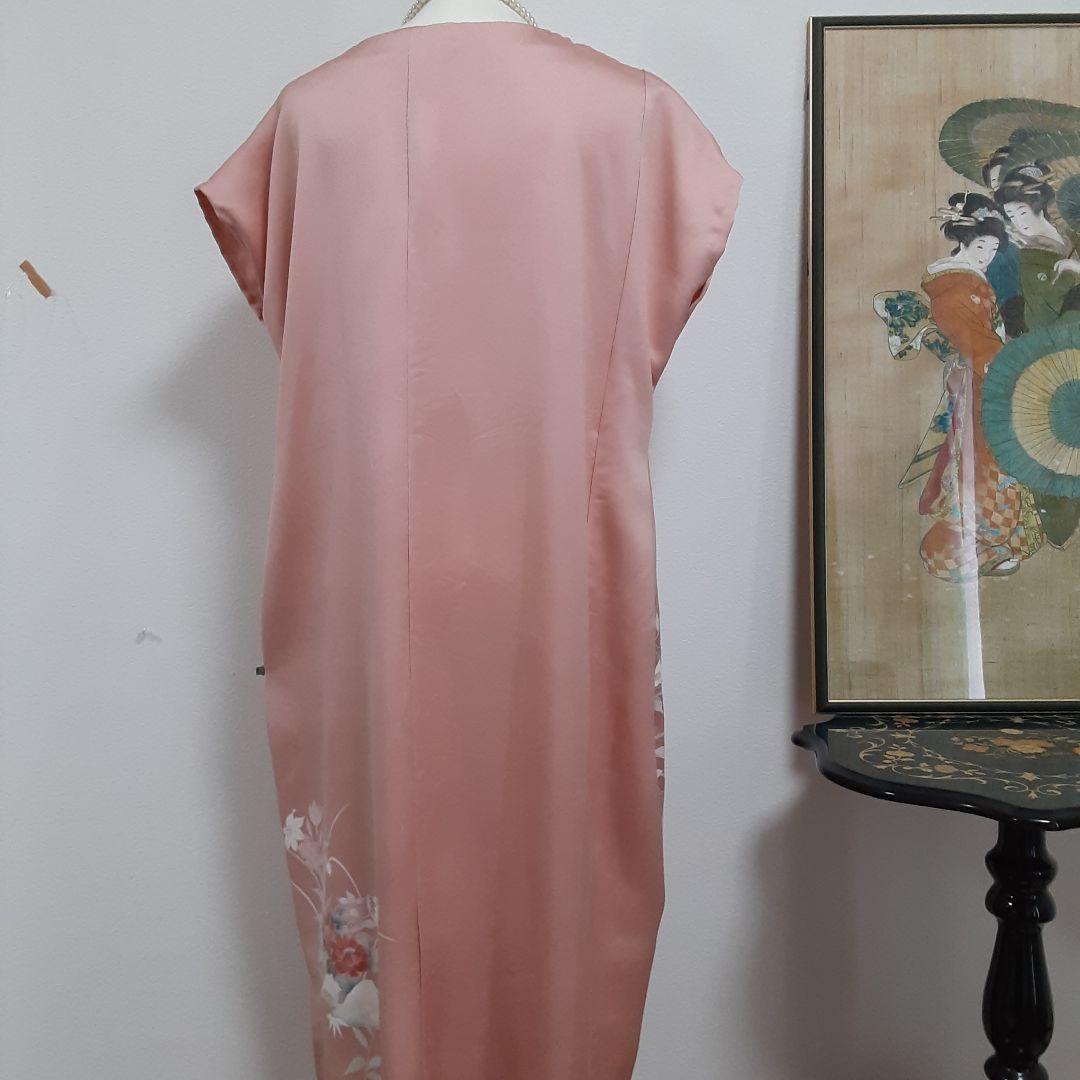 お値下げ…リメイク着物ロングワンピースボレロ付きＬ正絹