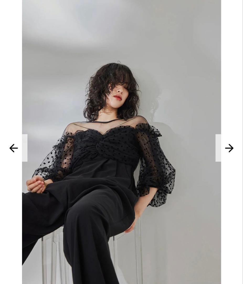 【値下げ】フロッキードットパンツドレス niana 結婚式ドレス お呼ばれドレス