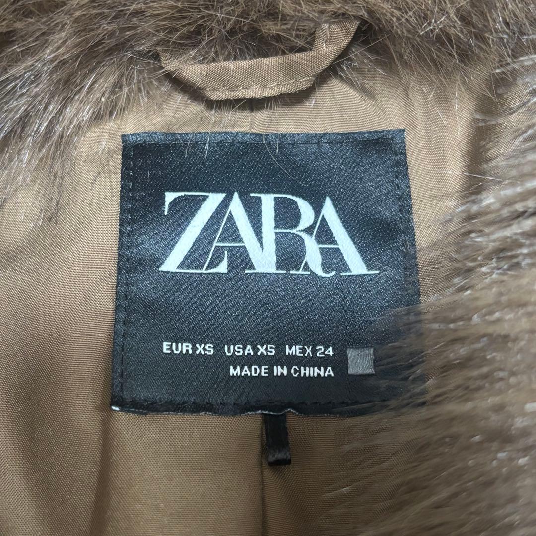 ZARA ブラウン フェイクファーショートコート XS
