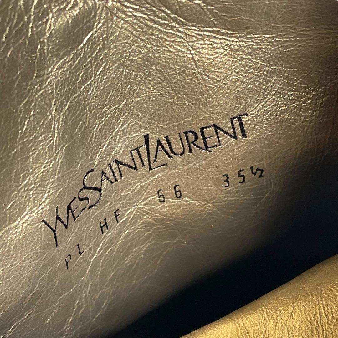 極美品 YSL イブサンローラン ロングブーツ スタッズ ウエスタンブーツ 黒