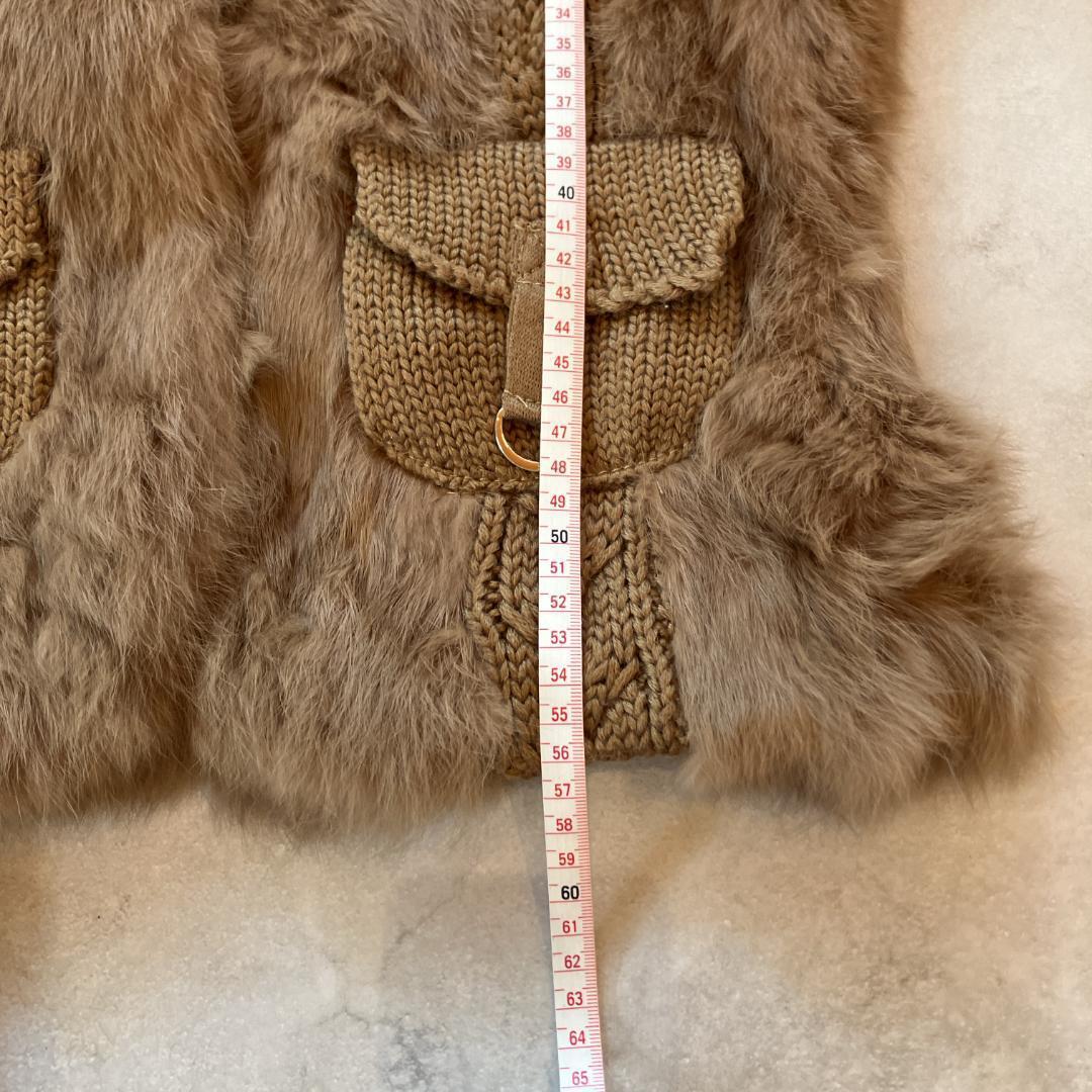 KENZO ニットファー異素材ミックスコート　ブラウン　Lサイズ