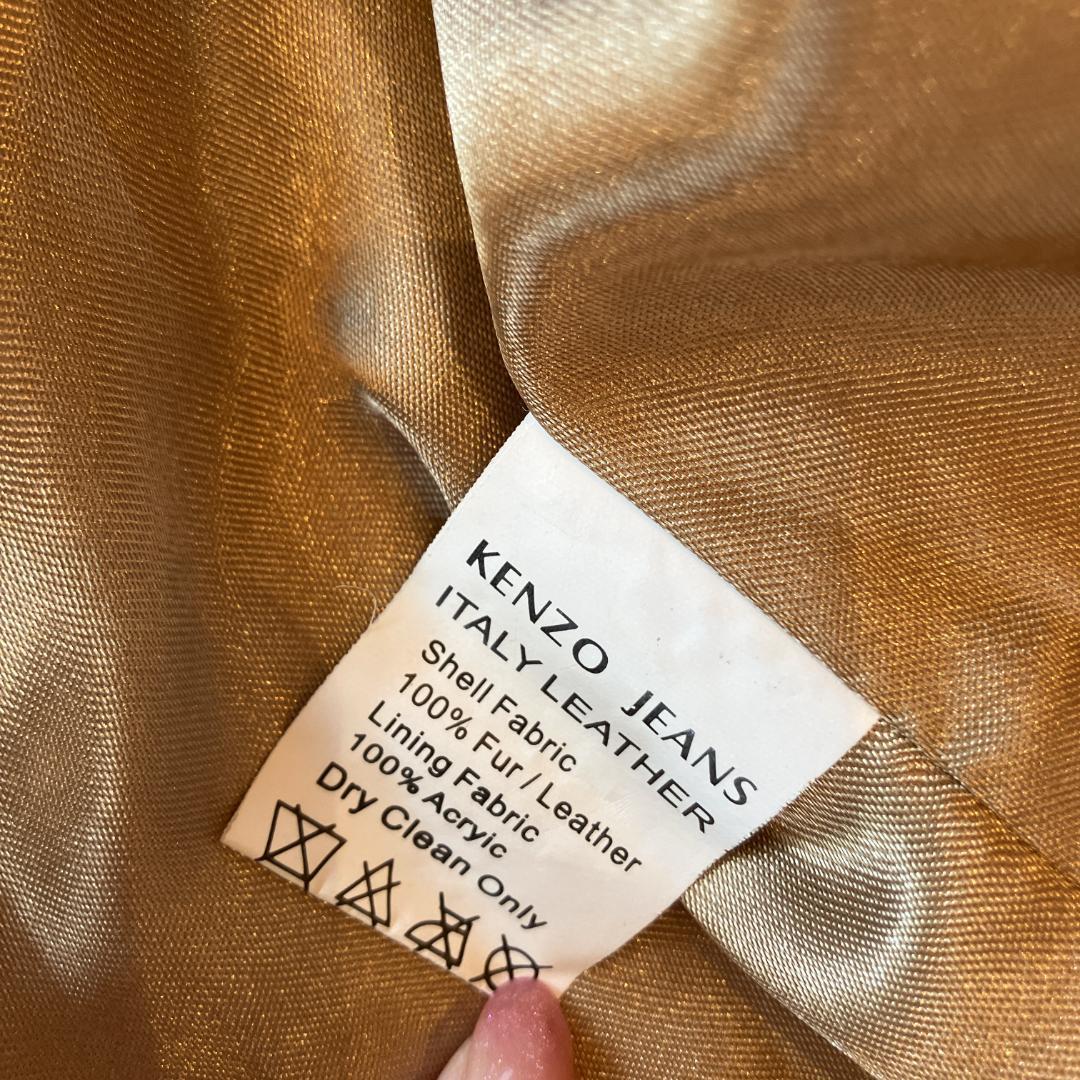 KENZO ニットファー異素材ミックスコート　ブラウン　Lサイズ