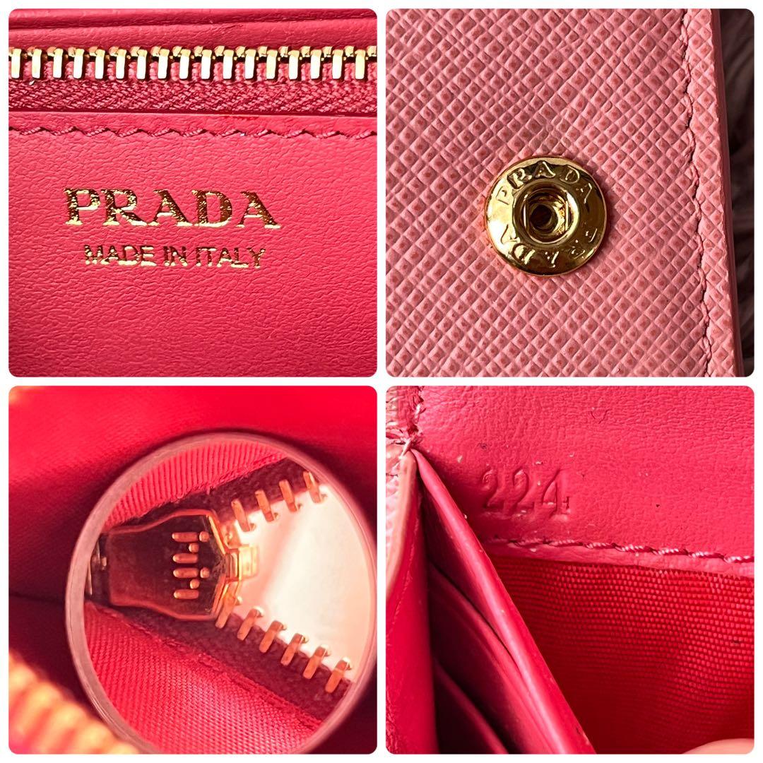美品✨PRADA サフィアーノ　リボン　メタルロゴ　カードケース付　長財布
