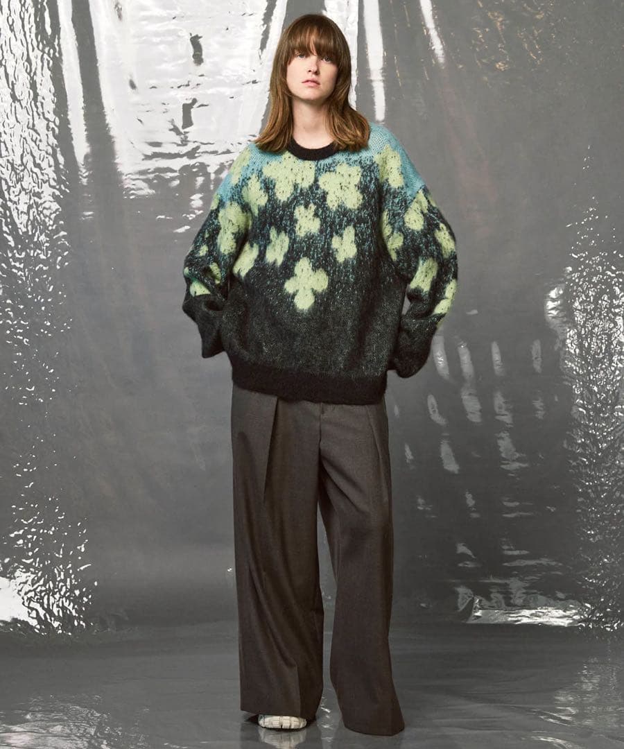 MAISON SPECIAL オーバーサイズ花柄ニットセーター