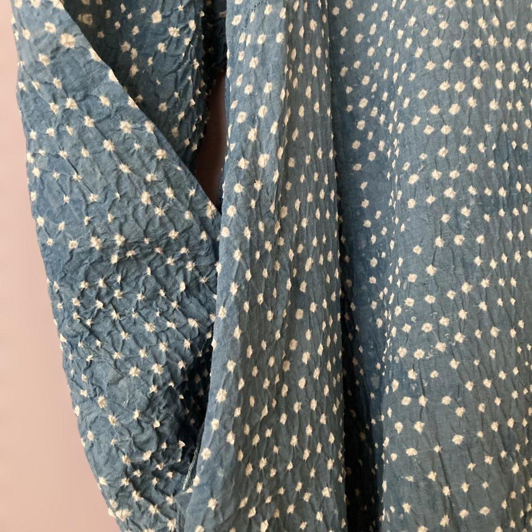 【希少・超美品 】45R カディ総手絞りワンピース　綿100% sizeM