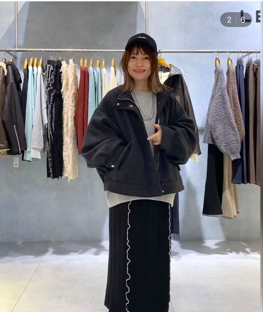 レプシィム　スライバーBIGブルゾン　モノトーンブラック