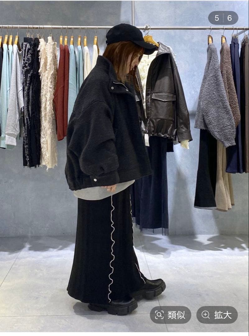 レプシィム　スライバーBIGブルゾン　モノトーンブラック