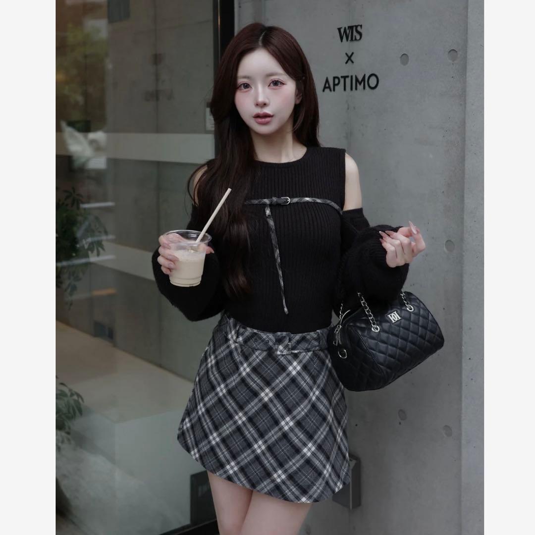 Darich ダーリッチ ドッキングミドルウエストニットミニワンピース DD