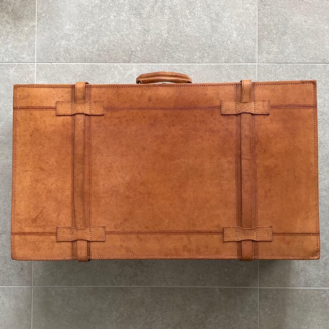 特大 ヴィンテージ 本皮 トランクケース 鍵付き レザートランク レトロ 古道具