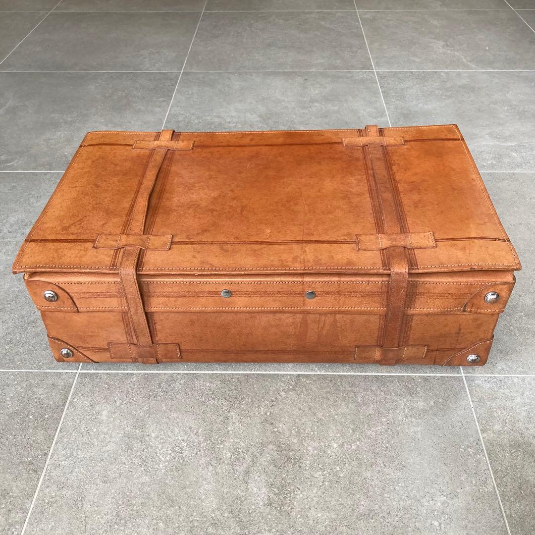 特大 ヴィンテージ 本皮 トランクケース 鍵付き レザートランク レトロ 古道具