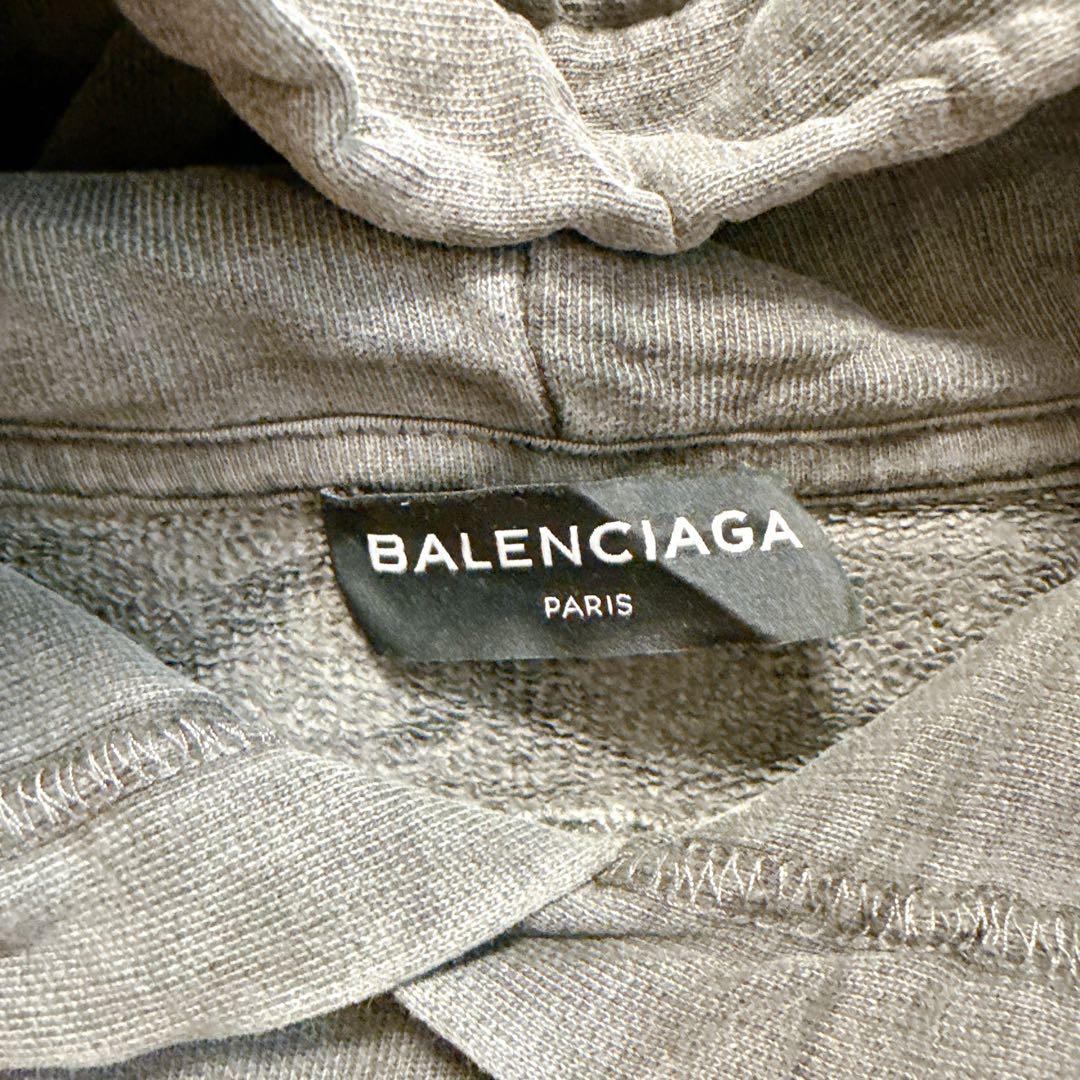 BALENCIAGA Parisプリント グレー 長袖　パーカー【S】バレンシア