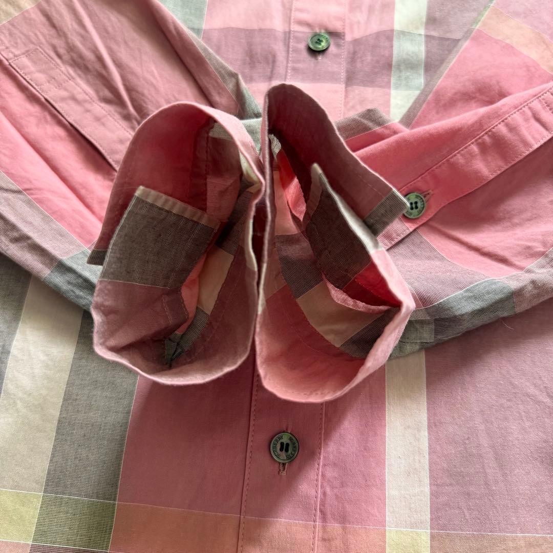 美品 BURBERRY バーバリーロンドン メガチェック シャツ ピンク 46