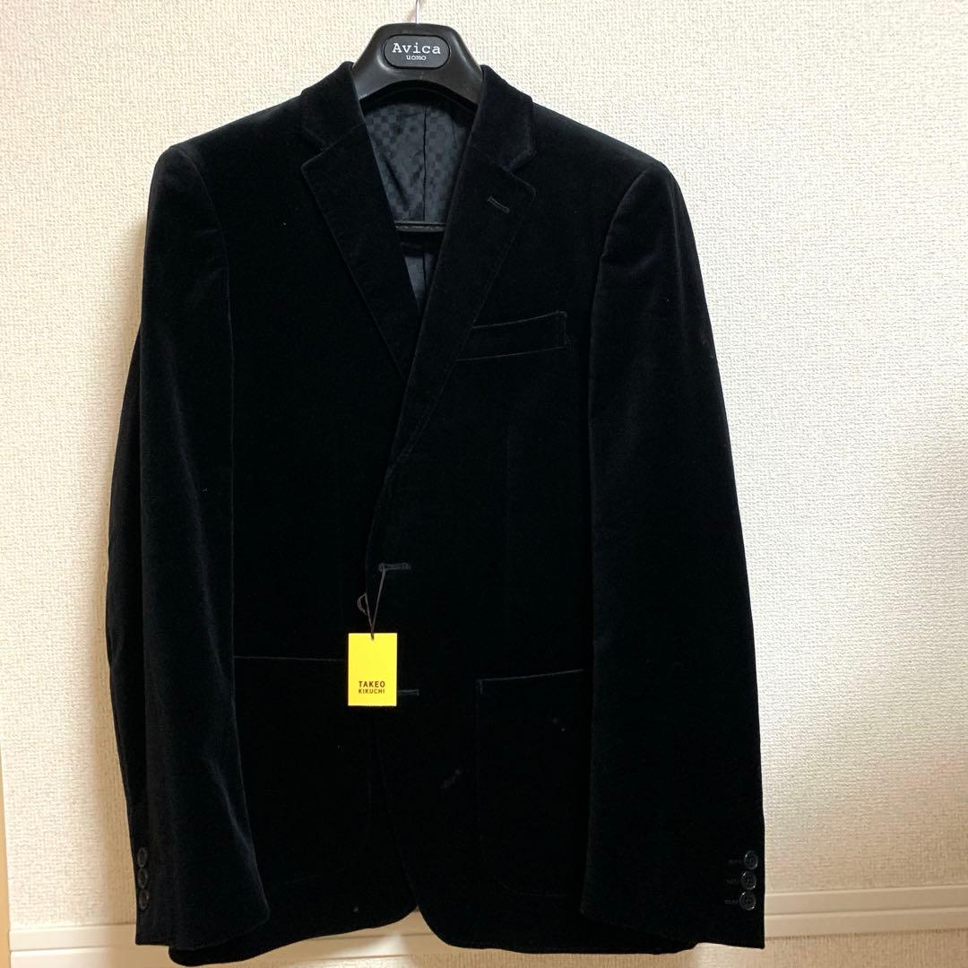 黒ジャケット　テーラード　ベロア調　タケオキクチ TAKEO KIKUCHI