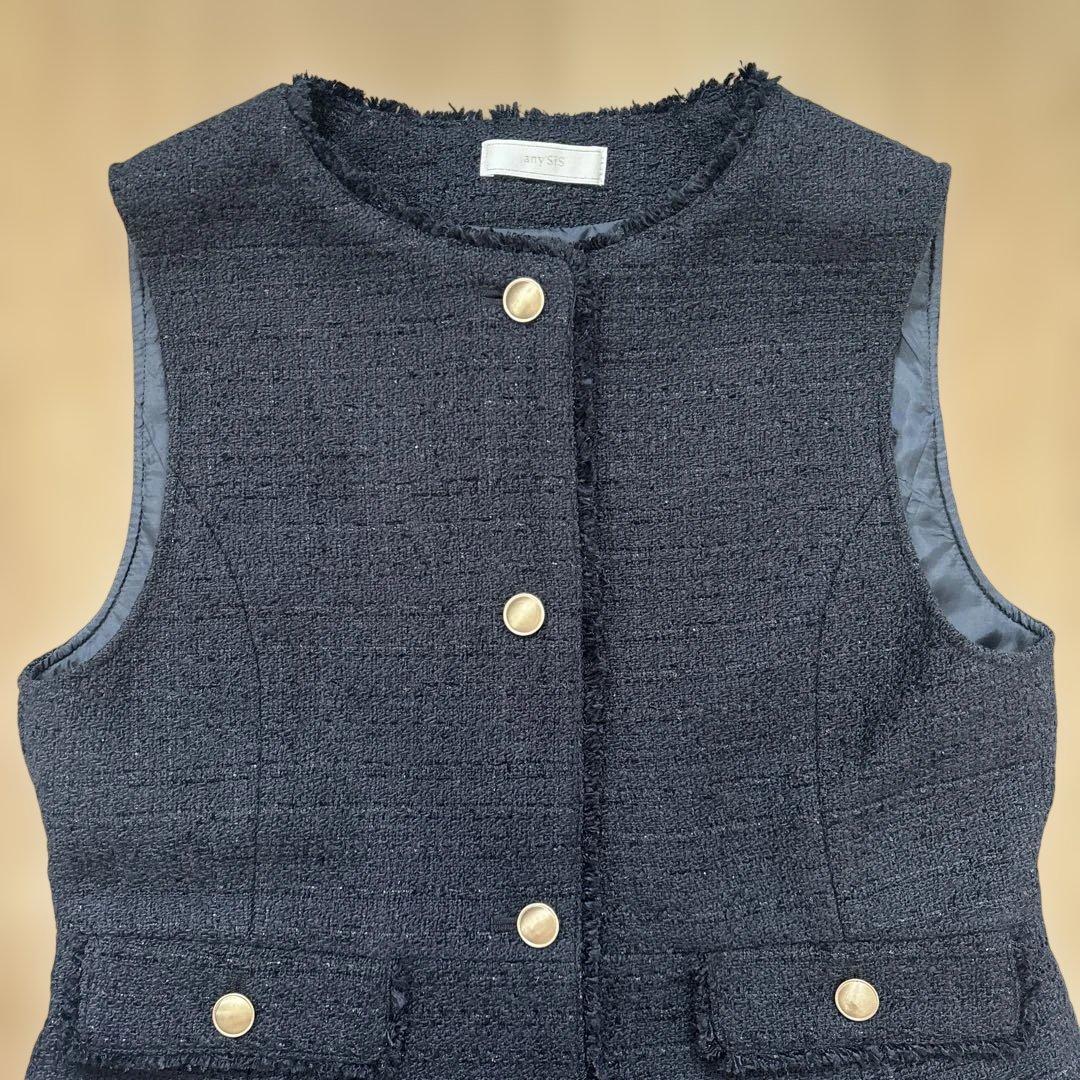 any SIS ツイードペプラムジレ ネイビー　未使用
