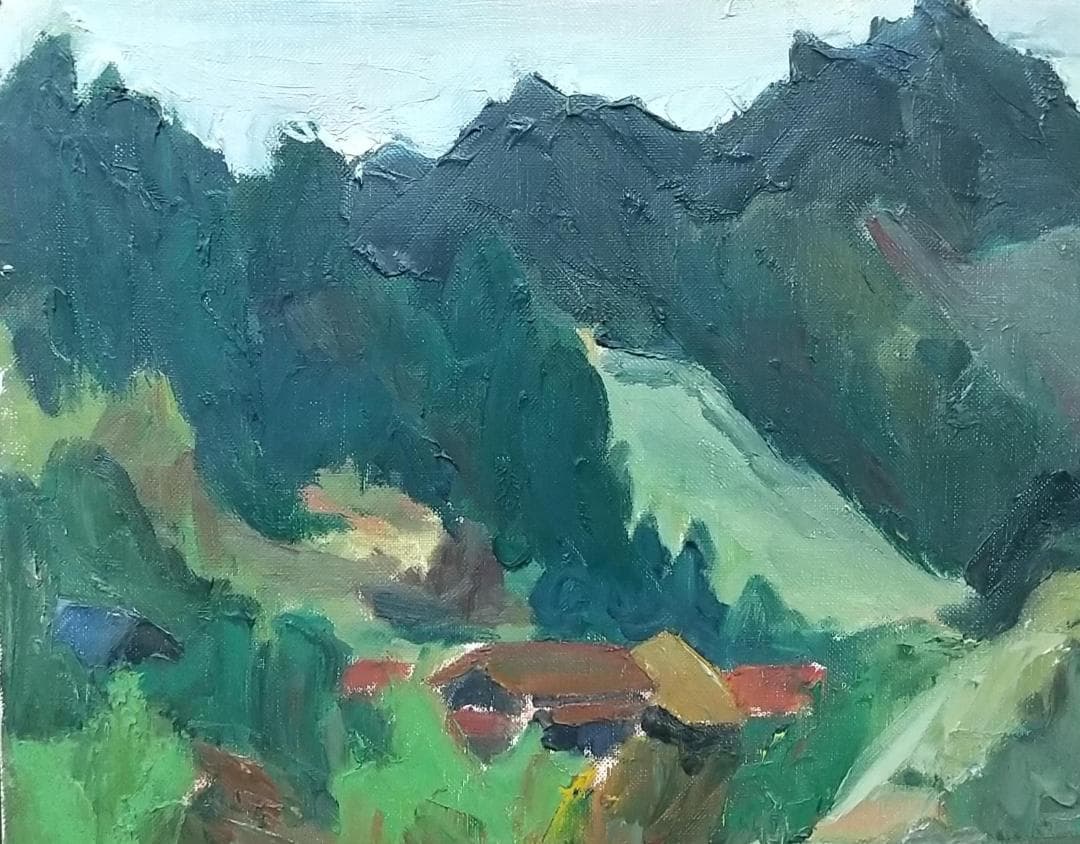 「飯能風景」名栗川 '60 F8 絵画 油絵 油彩画 風景画 アート