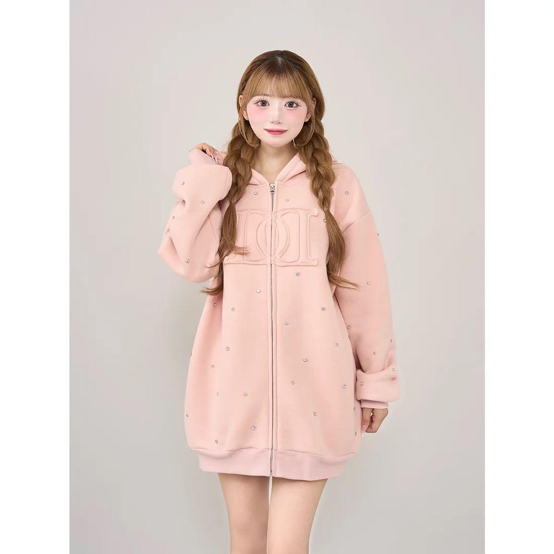 ♡ ダーリッチ Darich ♡ DDロゴビジュージップパーカー　ピンク