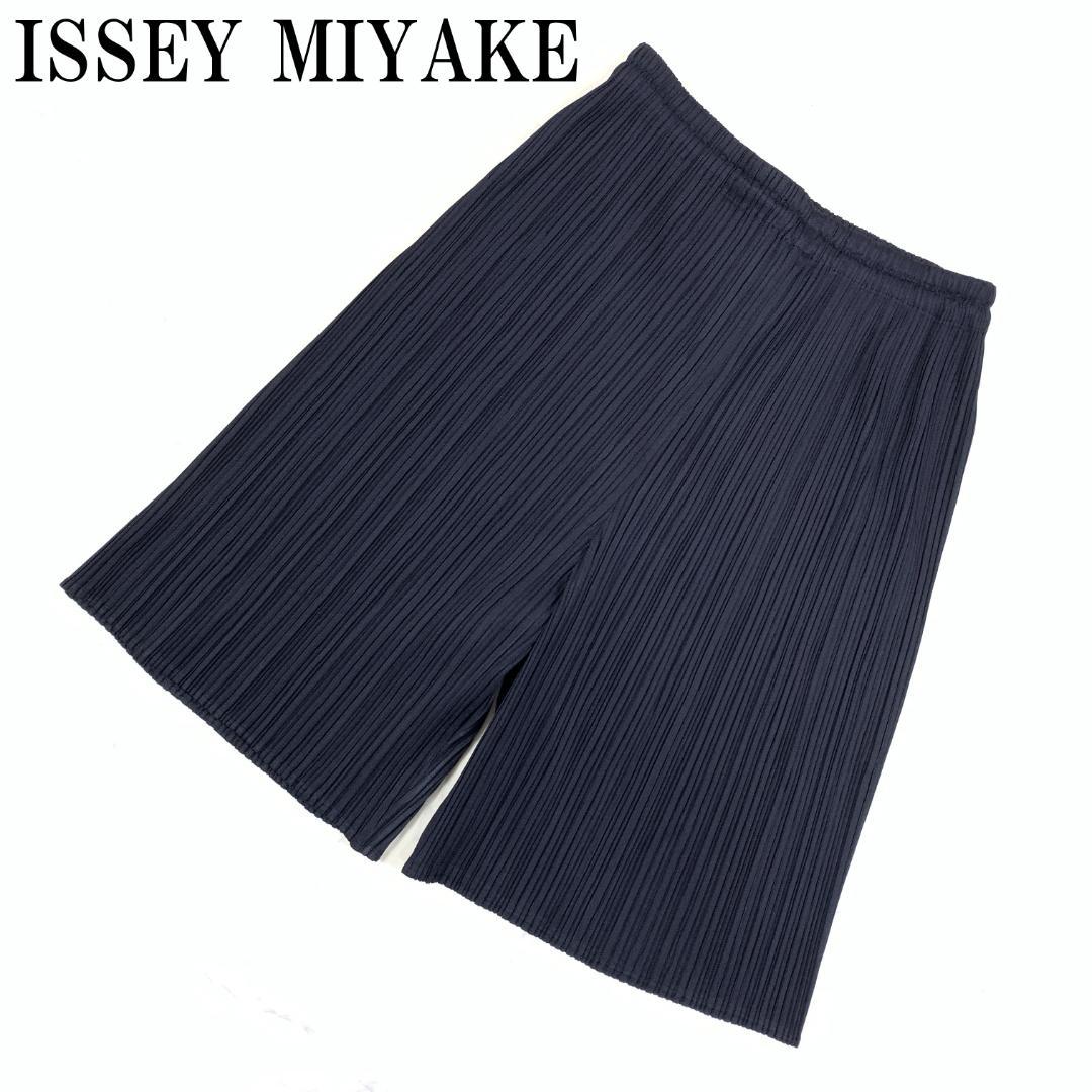 LA5413 イッセイ ミヤケ プリーツ ハーフパンツ ネイビー M