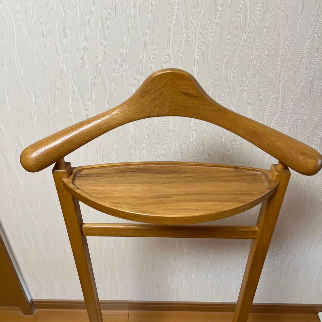 【美品】カンディハウス 小物置き付き ハンガースタンド/コートハンガー