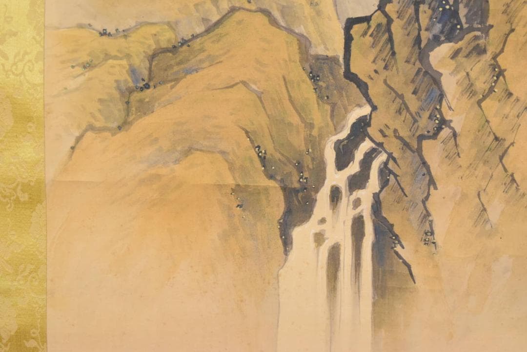 【真作】素文/蓬莱山図/掛軸/名家伝来/AA-630