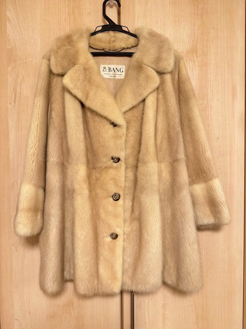 ミンクファーコート　本毛皮MINK ベージュM