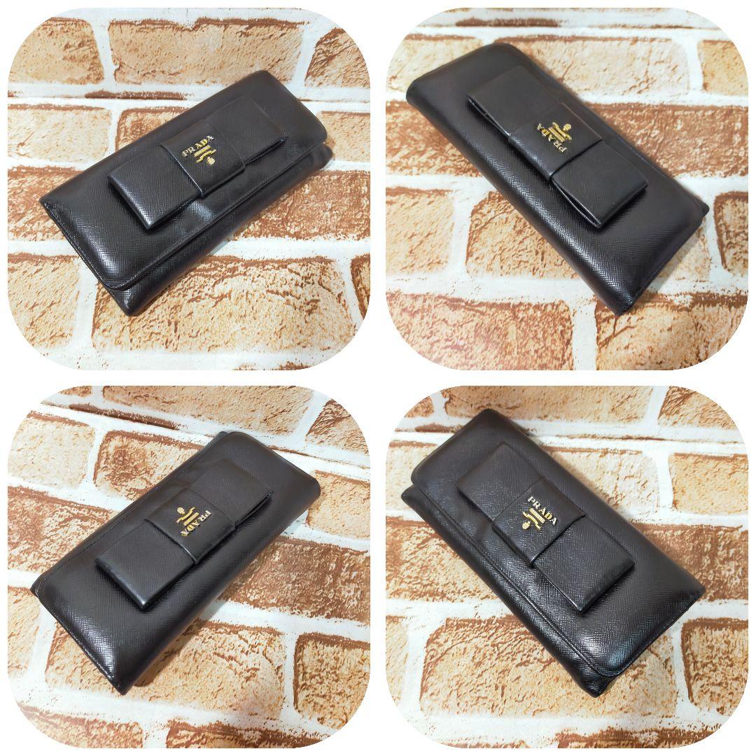 リボン付きブラック長財布