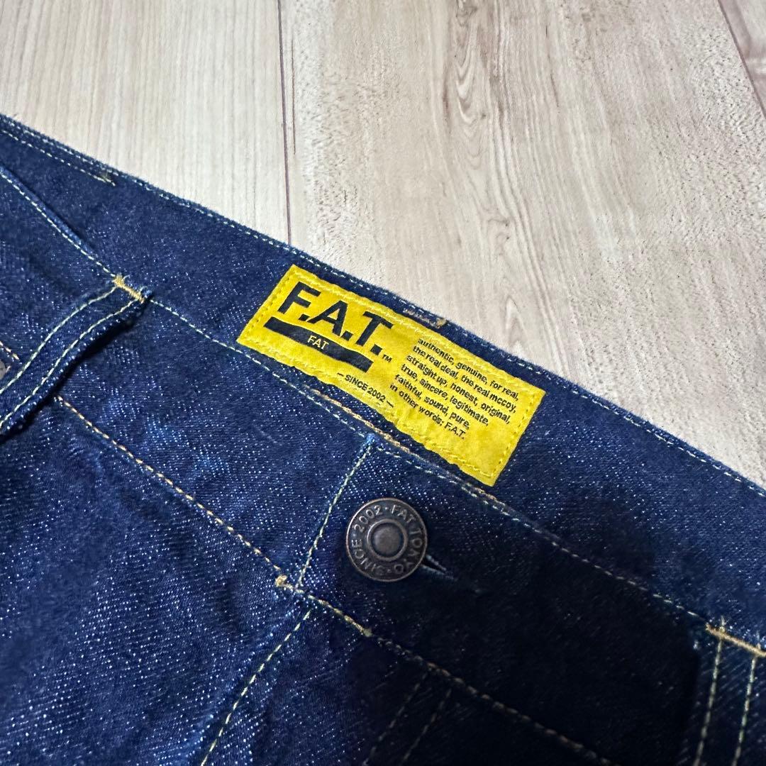 美品　FAT 247 ブルー デニム　ワイドパンツ