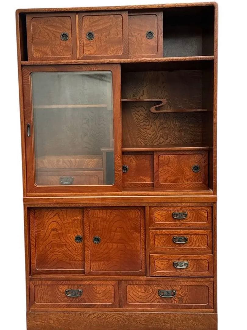 【美品】茶箪笥　昭和レトロ　箪笥　飾り棚　カップボード　茶室棚