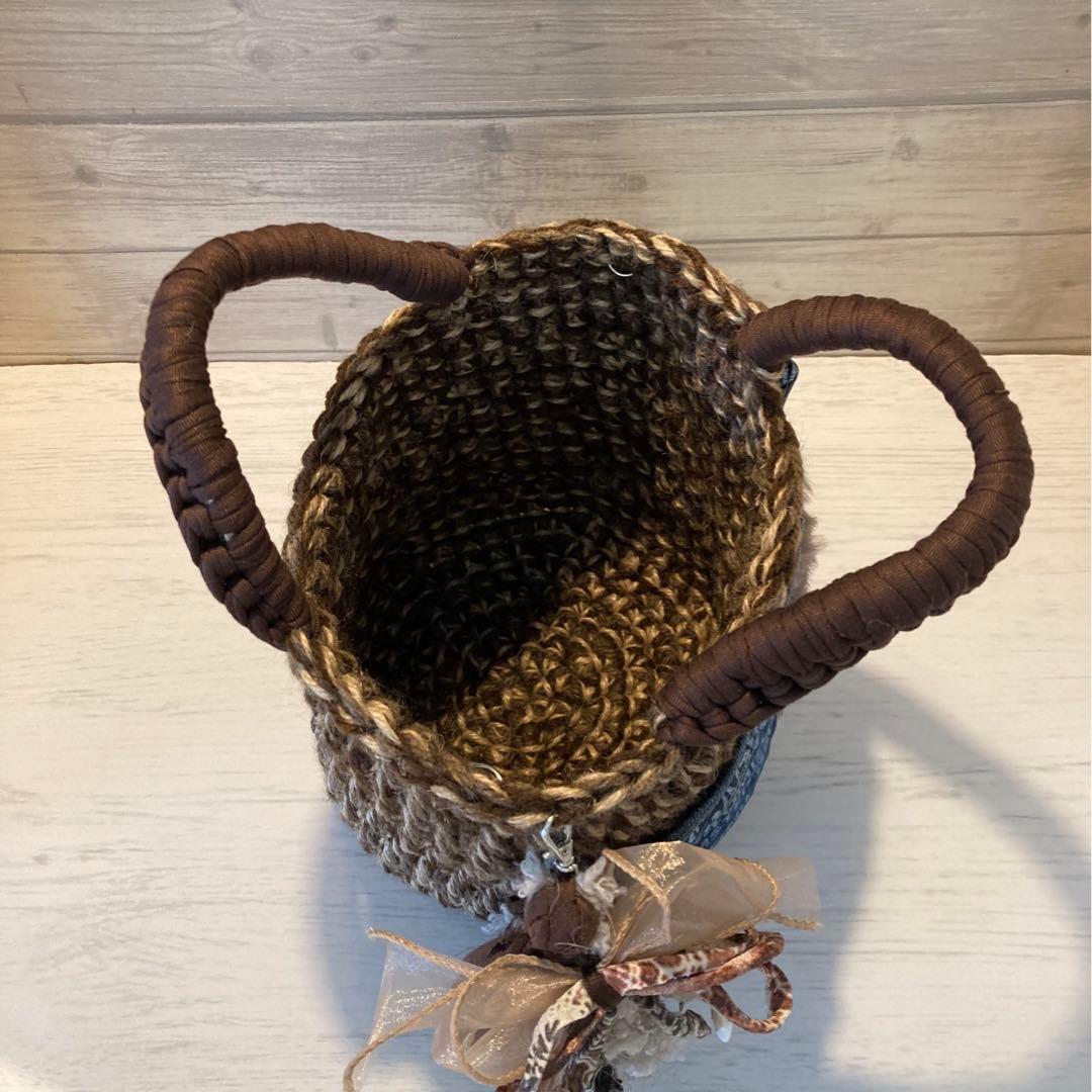 ハンドメイドバッグ デニムリメイクバッグ リメイクデニムバッグ ひとみん