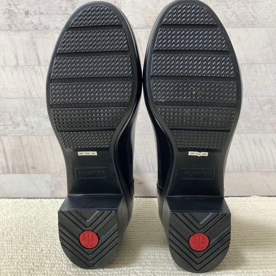 [美品] HUNTER サイドゴア　ショート　レインブーツ　オールブラック