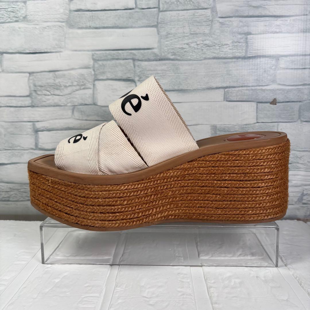 Chloe クロエ　Woodyウェッジエスパドリーユ　ウエッジソール　厚底　ロゴ