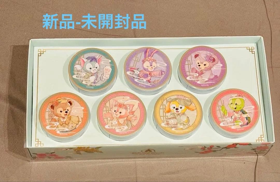 上海ディズニーランド　中秋節　ダッフィーフレンズキャラクター お茶缶セット 7個