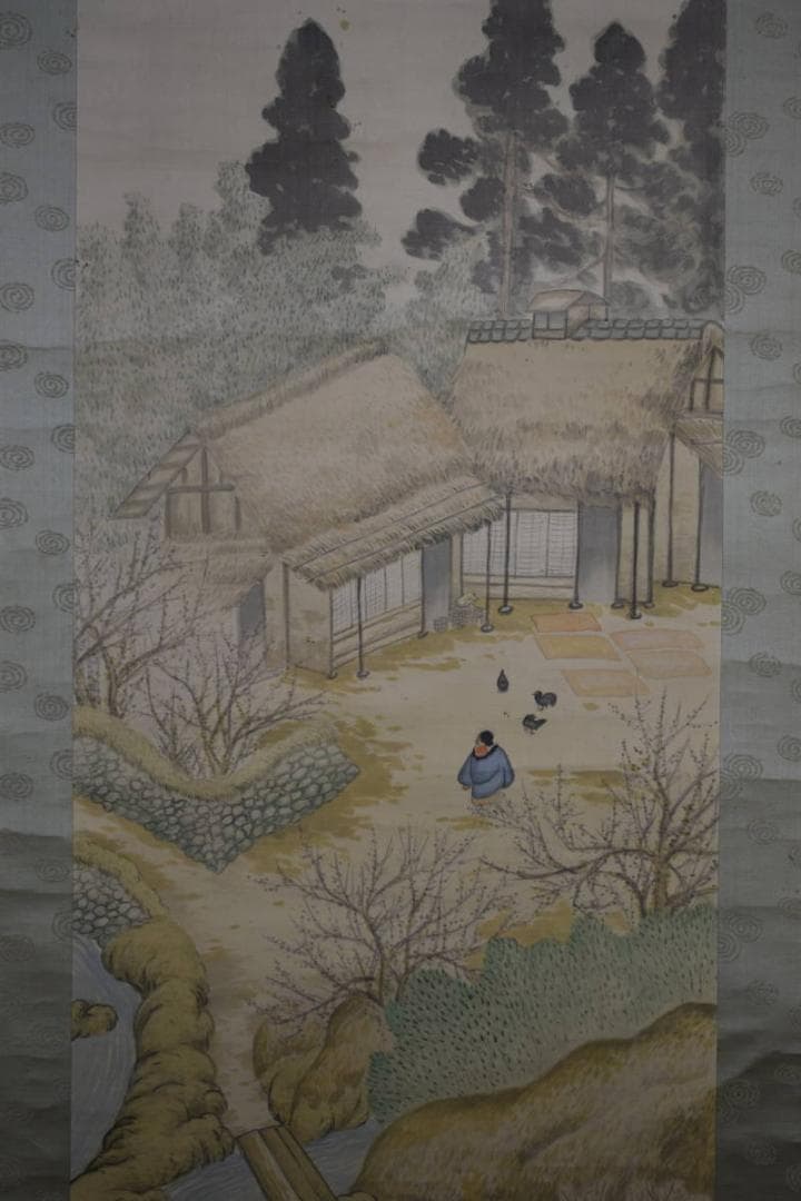 真作/華門/田家梅花図/布袋屋掛軸HE-635