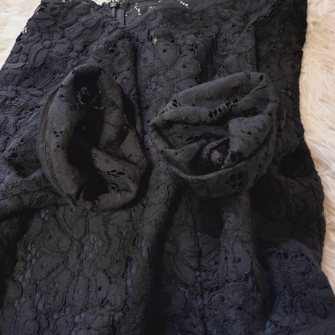 【美品】アナイ コードフラワーレース フレアワンピース 38 M ブラック