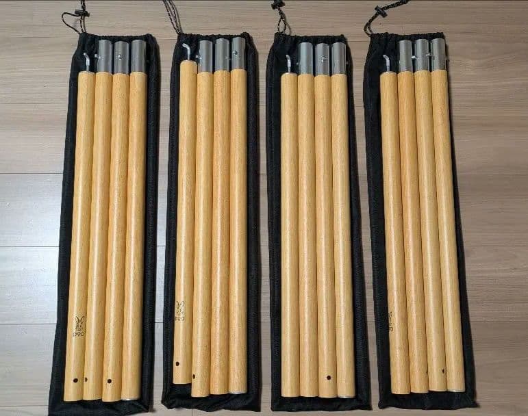 DOD ハイパームテキポール ウッド調 収納袋付き 4本セット