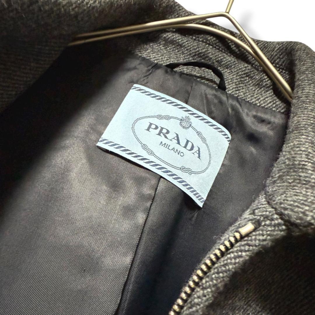 未使用に近い PRADA 贅沢三角ロゴプレート オーバーサイズ ウールコート