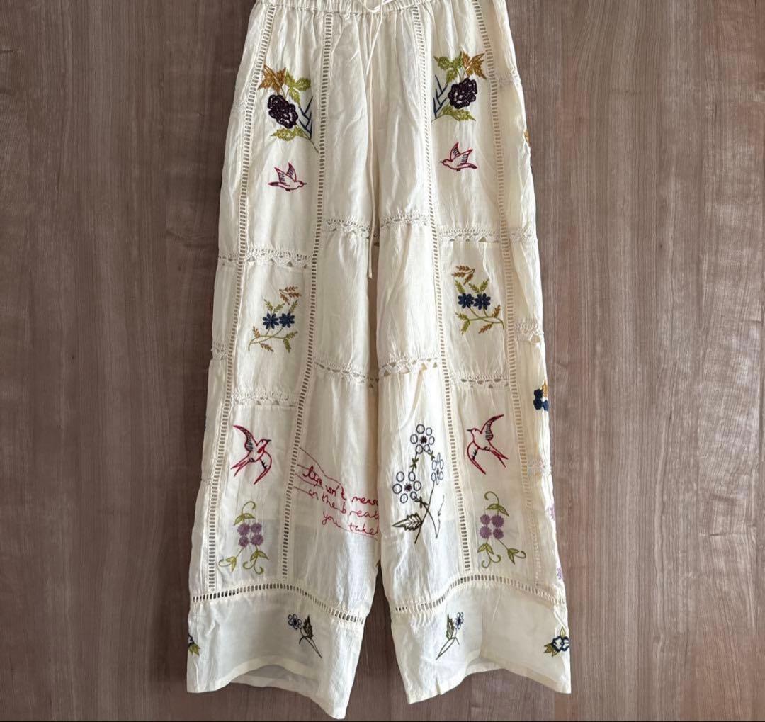 パンツ todayful Embroidery Patchwork Trousers